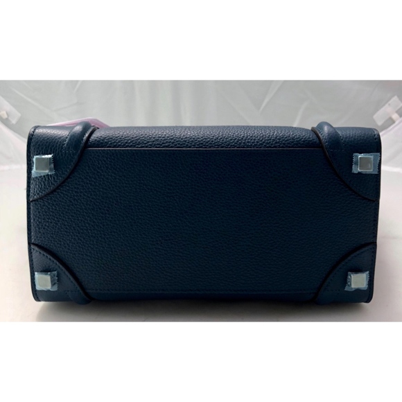 New Celine Micro Luggage Tote Blue Drummed Leather - Picture 6 of 8